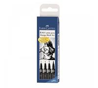 Faber-Castell Feutres PITT Artist Pen 167132 Manga encre noire pointes fines et pinceaux étui de 4