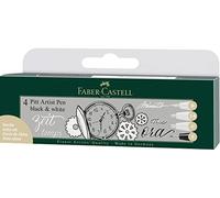Faber-Castell 167151 Pitt Artist Pen Lot de 4 stylos à encre noire et blanche