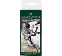 Faber Castell - 6 Pitt Artist Pen, Brush - Black (167154)