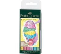 Faber-Castell 167163 - Stylos à encre Pitt Artist Pen Brush, 6 stylos pinceaux pastel, set de marqueurs pour adultes