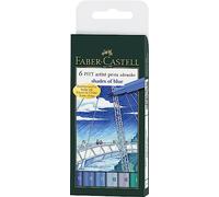 Faber-Castell 167164 Pitt Artist Lot de 6 de feutres pigmentés, degré de dureté B, bleu