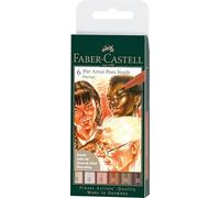 Faber Castell 167167 - Crayon à encre de Chine PITT artist pen B, mélange de couleurs Portrait, 6 pièces