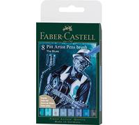 Faber-Castell 167173 - Crayon à encre de Chine Pitt Artist Pen, The Blues, B, étui de 8 pièces
