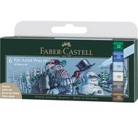 Faber-Castell 167176 - Crayons à encre de Chine Pitt Artist Pen Winterlude, B, 6 crayons à pinceau