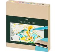 Faber-Castell 167190 - Crayons à encre de Chine Pitt Artist Pen Brush, boîte de 12 crayons d'atelier, set de crayons à pinceau