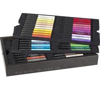 Faber-Castell 167194 - Stylos à encre Pitt Artist Pen, 66 stylos d'artiste dans un coffret en bois, encre d'artiste indélébile