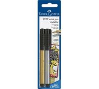 Faber-Castell 167396 - Crayon à encre de Chine Pitt artist pen, épaisseur 1,5 mm, lot de 2, or / argent