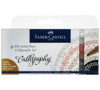 Faber-Castell 167506 - Stylo à Encre Pitt Artist Pen Calligraphy Set, 2,5 mm, étui de 6, Multicolore