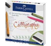 FABER-CASTELL 167512 - Stylo à encre Pitt Artist Pen C, Calligraphy, boîte de 12, multicolore