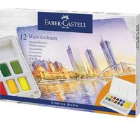 Faber-Castell 169712 - Set de peinture aquarelle, 12 godets de peinture, y compris palette de mélange et pinceau pour réservoir d'eau, pour débutants et artistes amateurs
