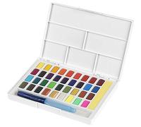 Faber-Castell 169736 - Aquarelle, 36 godets de couleur, y compris palette de mélange et pinceau à réservoir d'eau