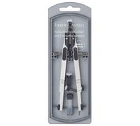 Faber-Castell Compas 174014 – réglage rapide, branches pliables, adaptateur et pièces de rechange