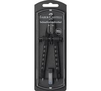 FABER-CASTELL 174320 - Compas à réglage rapide Factory black, compas scolaire, pièces de rechange et mines incluses, design exclusif