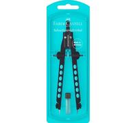 Faber-Castell | 174335 Compas à réglage rapide bleu turquoise avec boîte de rangement remplie et boîte de rangement | 174335 | 340 mm ⌀ | Pince d'aiguille et de mine antidérapante