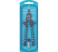 FABER-CASTELL 174340 - Compas à réglage rapide, Factory, bleu, jeu de compas avec pièces de rechange et mines