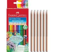 Faber-Castell - 18 crayons de couleur et à papier Natur | 12 crayons de couleur incassables accompagnés de 6 crayons à papier HB pour l'école et les projets créatifs