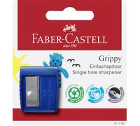 FABER-CASTELL 181783 - Taille-crayon Grippy avec protection anti-coupure, bleu, Taille-crayon enfant