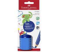 FABER-CASTELL 181793 - Taille-crayon Grippy avec protection anti-coupure, taille-crayon bleu avec réservoir
