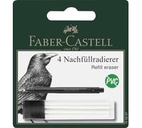 Faber-Castell 185697 Recharges de Gomme de Précision, Ensemble de 4, Recharge de Gomme En Forme de Stylo Avec Pointe Métallique, Effaçage Propre et Précis, Pour Professionnels et Artistes Amateurs