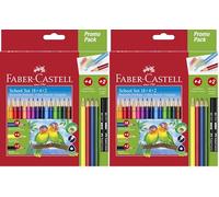 Faber-Castell 201597 - Set de crayons de couleur Colour Grip triangulaires, 24 pièces, crayons à papier inclus, pour enfants et adultes (Lot de 2)