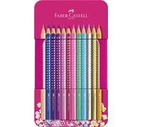 Faber-Castell – Crayons de couleur Sparkle 201737, coffret 12 pièces, étui métal, triangulaires