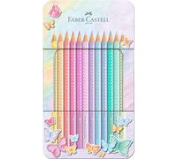 Crayon de couleur - FABER-CASTELL - SPARKLE PASTEL - Étui de 12 - Aquarellable - Mine 3,0 mm