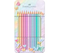 Faber-Castell 201910 Lot de 12 crayons de couleur Sparkle Pastel, étui en métal,