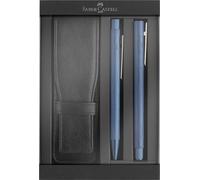 Faber-Castell 202186 - Coffret cadeau Neo Slim bleu foncé, avec stylo plume, stylo à bille et étui à stylos, set d'écriture élégant