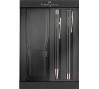 Faber-Castell 202187 - Coffret cadeau Neo Slim noir or rose, avec stylo plume, stylo à bille et étui à stylos, set d'écriture élégant
