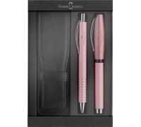 Faber-Castell 202188 - Coffret cadeau Essentio aluminium rose, avec stylo plume, stylo à bille et étui à stylos, set d'écriture élégant