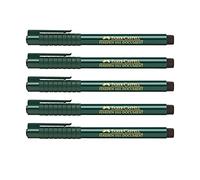 FABER-CASTELL 205003 Finepen 151199 Lot de 5 stylos à fibre Noir 0,4 mm