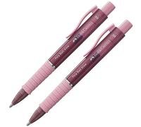 Faber-Castell 205014 - Stylo à bille Poly Ball View rose, 2 pièces, avec mine XB interchangeable, indélébile