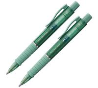 Faber-Castell 205015 - Stylo à bille Poly Ball View vert, 2 pièces, avec mine XB interchangeable, indélébile