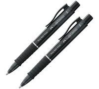 Faber-Castell 205016 - Stylo à bille Poly Ball View noir, 2 pièces, avec mine XB interchangeable, indélébile