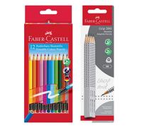 FABER-CASTELL 205029 - Lot de 6 crayons à papier Grip 2001 - Dureté HB et crayons de couleur dans un étui en carton de 12