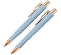 Faber-Castell 205093 - Stylo à bille Poly Ball sky blue, 2 pièces, avec mine XB interchangeable, indélébile