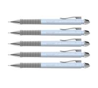 Faber-Castell 205208 - Porte-mines Apollo bleu ciel, 5 pièces, dureté B, mine 0,5 mm, gomme incluse