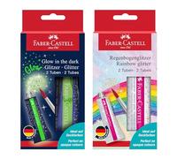Faber-Castell 205213 - Paillettes arc-en-ciel et Glow In The Dark, 2 x 12 ml chacune, pour peindre et faire des travaux manuels