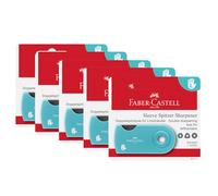 FABER-CASTELL 205244 - Taille-crayons gaucher enfants, 5 boîtes de taille-crayons Sleeve turquoise, double taille-crayons pour crayons de plomb et de couleur