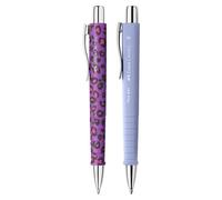 FABER-CASTELL 205294 - Stylo à bille Poly Ball, Leo Nightshade et pale iris, 2 pièces, avec recharge XB remplaçable, indélébile