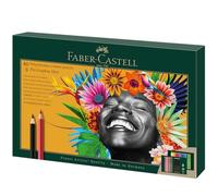 Faber-Castell 210054 Polychromos Crayons de Couleur, Set de 40 Crayons de Couleur, dont 8 Pitt Graphite, Gomme et Taille-Crayon, avec Mine épaisse 3.8 mm