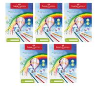FABER-CASTELL 212049 - Malblock DIN A4, 5 Blöcke je 100 Blatt 80 g/m² Papier, Zeichenblock für Zeichnen, Malen und Skizzieren