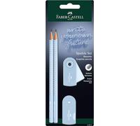 Faber-Castell 218471 Sparkle Set de crayons avec taille-crayon, gomme et 2 crayons à papier, set d'écriture Sleeve bleu ciel