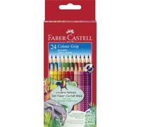 Faber-Castell - 24 crayons couleur Colour Grip incassables | Crayons de couleur lavables à l'eau pour enfants et adultes, aux couleurs vives et à la forme triangulaire ergonomique