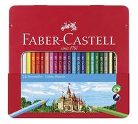 Faber-Castell - Set de crayons de couleur 115824 - Crayons hexagonaux, 24 crayons, étui métallique
