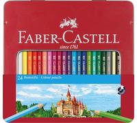Faber-Castell - Set de crayons de couleur 115824 - Crayons hexagonaux, 24 crayons, étui métallique