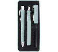 Faber-Castell 241053 Ensemble d'écriture Poly Pen bleu caribéen, Stylo-plume avec plume large et stylo-bille, Prise ergonomique, Idéal pour prise de notes, Pour étudiants, Écriture fluide