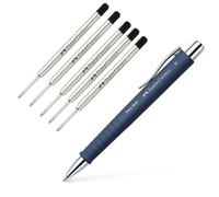 Faber-Castell 241165 Poly Ball XB Stylo à bille, vert menthe, 1 pièce, avec mine interchangeable, indélébile (1 pièce + 5 mines de rechange, bleu)