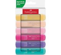 Faber-Castell 251656 - Surligneur Set 46, 6 surligneurs pastels à pointe biseautée longue durée, largeur de trait 1 - 5 mm, rechargeable