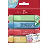 Faber-Castell Set de surligneurs TL 46 254625 – étui 4 pièces pastel, pointe biseautée 1–5 mm